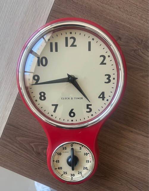 This red ProCook retro style wall clock has