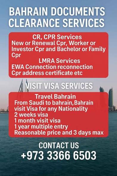 Bahrain Documents Clearance Services CR CPR Se Bahrain