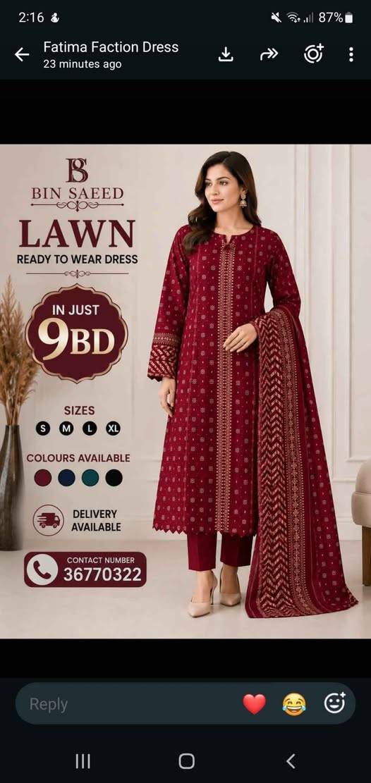 Bin Saeed original lawn printed ready to wear