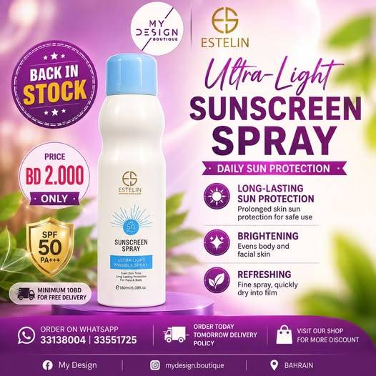 BACK IN STOCK ESTELIN SUNSCREEN SPRAY Stay fresh