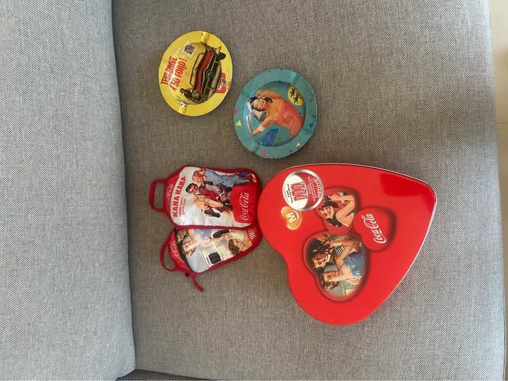 Vintage Coca Cola items metal box Ashtrays and